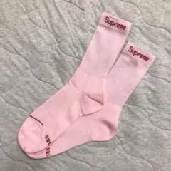Supreme ピンク ロゴソックス　靴下