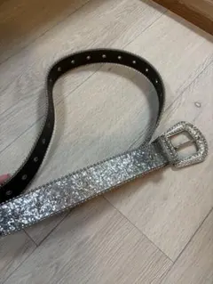 スパンコール シルバーベルト 大きなバックル