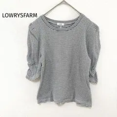 ローリーズファーム ボーダートップス F 白黒 ボリューム袖 5分袖