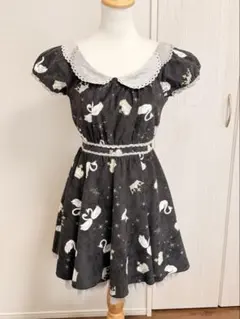 Secret Honey 白鳥 王冠柄 ワンピース サイズ2 ガーリー ロリータのサムネイル