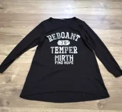 黒 長袖Tシャツ プリント カットソー 秋冬 M ロゴ ノーブランド ブラックのサムネイル