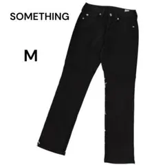 美品　SOMETHING ストレッチストレートデニムパンツMブラック