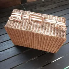 イギリスアンティーク　籐製バスケット　大