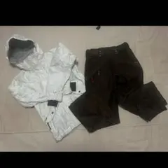 スノボー スキー ウェア上下セット 白茶