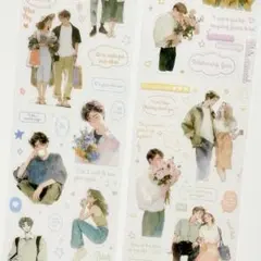 ◤海外マステ◢✨新品✨　PETシール　ハッピーライフ　恋人　5ループ　人物