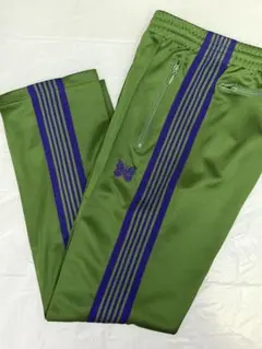 NEEDLES トラックパンツ エッグプラント × ミントグリーンライン