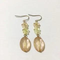 ハンドメイドピアスno.197 ゴールド オレンジ イエロー ラメ