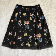 JUDY ひざ丈スカート L 花柄 プリーツ ボタニカル ブラック 可愛いのサムネイル