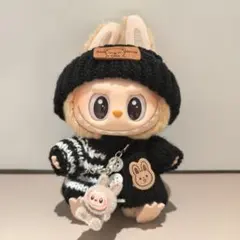 labubu洋服ラブブぬいぐるみ着17cmぬい服　着せ替え服3点セット　ブラック