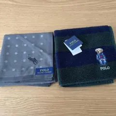 POLO RALPH LAUREN ベア タオルハンカチ ドットグレーハンカチ