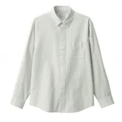 【無印良品】洗いざらしオックスボタンダウン長袖シャツ　ライトグリーン　Mサイズ