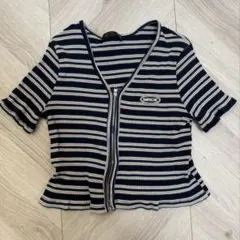 【美品】これからの時期にボーダーボレロ半袖シャツ