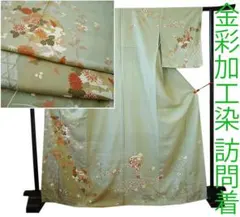 値下げ交渉ＯＫ！極上一越地 金彩加工染 訪問着 正絹 Ｂ６４２