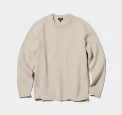 ウォッシャブルストレッチミラノリブクルーネックセーター　XLベージュ