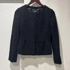 any FAM ノーカラージャケット ツイード　ブラック　2 1213