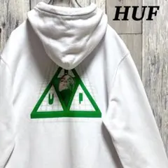 ハフ　HUF パーカー　プルオーバー　バックプリントロゴ　ホワイト L