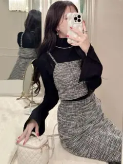 「GRL」ツイードビスチェ×タイトスカートセットアップ