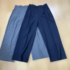 GUタックワイドパンツ(丈標準70.0～74.0cm) 2枚（ネイビー、グレー）