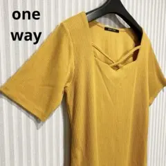 レディース半袖Tシャツ one way 半袖 トップス リブ カットソーのサムネイル