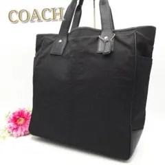 COACH✨トートバッグ ミニシグネチャー キャンバス レザー ブラック A4可