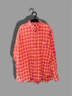 CANTERBURY オレンジ系チェック 長袖シャツ L