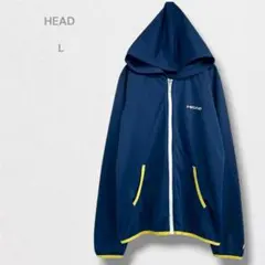 ヘッド パーカー ジップアップ ロゴプリント スポーティー ネイビー Lのサムネイル