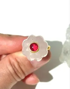 ローズクォーツ ルビー カービングリング インドジュエリー　湯婆婆リングのサムネイル