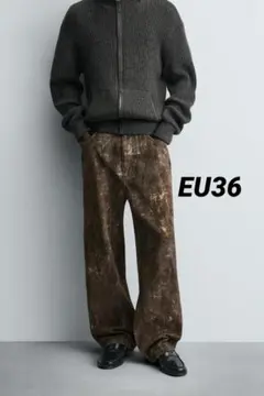 ZARA ザラ 抽象的なプリント柄カーペンターパンツ EU36 jp29 完売品