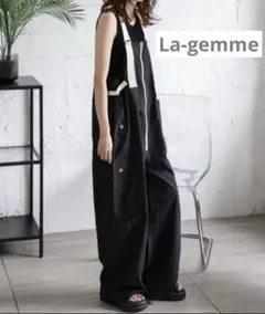 La-gemme ラジエム　フロントジップワークサロペット ブラック