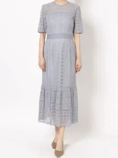 ラグナムーン LADYレース切替マーメイドワンピース パーティー ブルー