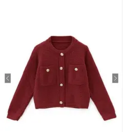 GRL ゴールドボタンショート丈ニットカーディガン 赤
