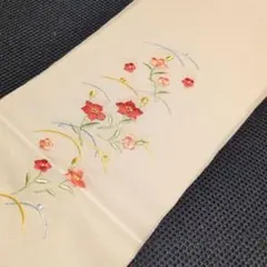 花柄刺繍 半襟 ホワイト