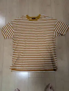 COMME CA ISM マスタードストライプ Tシャツ L