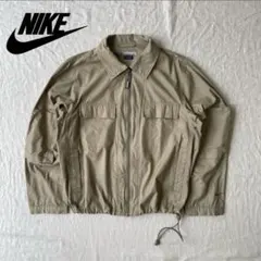 00’s NIKE 銀タグ ジップ ナイロンジャケット ベージュ 袖ロゴ