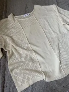 LEPSIM アイボリー メッシュサマーニット 半袖