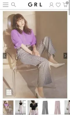 今田美桜 ギンガムチェックフレアパンツ