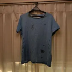 青色 Lサイズ ポリエステル Tシャツ 汚れあり