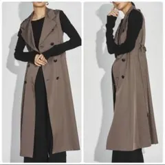 ダイアグラム カットアウトトレンチノースリーブワンピース 2way ジレ　36