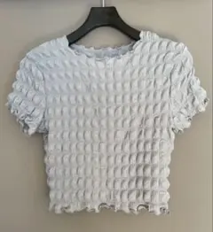 GU ライトグレー 半袖 Tシャツ フリル付き ⑦