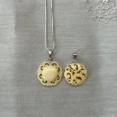 鯨歯工芸品 マッコウ鯨歯 ヴィンテージ アンティーク ネックレス 栞/箱付き 鯨歯工芸品 マッコウ鯨歯 ヴィンテージ アンティーク ネックレス