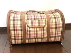 犬用キャリーバッグ ピンク×ベージュチェック柄