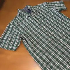 ビバリーヒルズポロクラブの緑系チェック半袖シャツ M