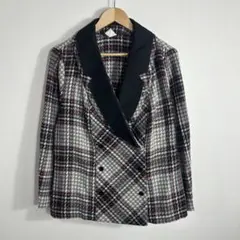 チェック ジャケット テーラード レトロ 古着 ショールカラー ヴィンテージ