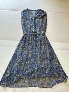 花柄ノースリーブロングワンピース