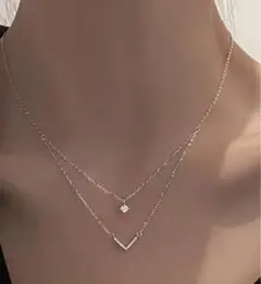 お値下げ！2連ネックレスダイヤプラチナコート12000→6900