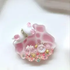 ヘアゴム シェル 猫 ピンク＆ラメピンク ※透け感あり 星の砂マーメイド