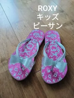 ROXY キッズ グリッター リボン ビーチサンダル ピンクのサムネイル