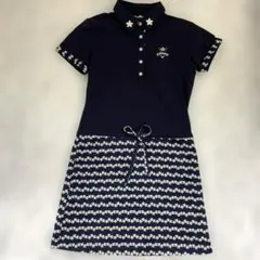 Callaway ポロドレス M ネイビー 花柄刺繍　ゴルフウェア