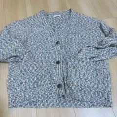 FORK&SPOON スラブニットカーディガン　ミックス　モノトーン　Vネック