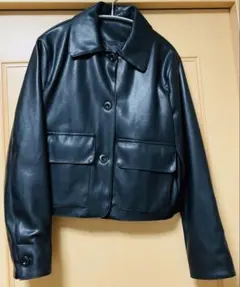 【未使用】SEONGSU. フェイクレザージャケット ブラック